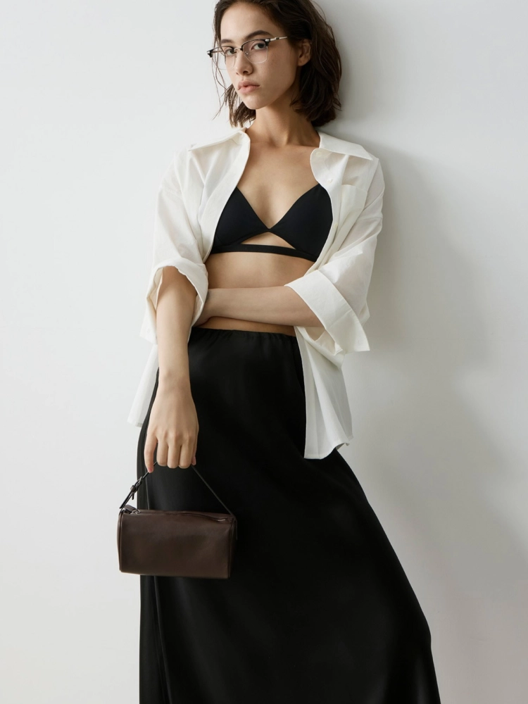 LIBLUB 90's Classic Top Handle Bag in Leather | Women's Small Bag Brown - LIB LUZ