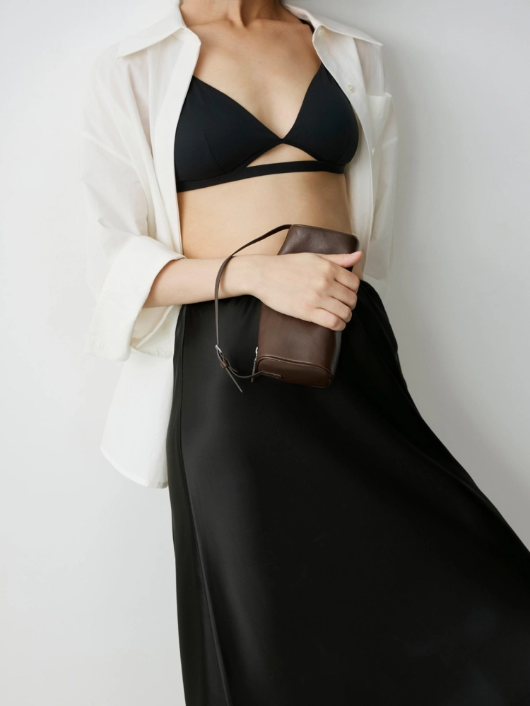 LIBLUB 90's Classic Top Handle Bag in Leather | Women's Small Bag Brown - LIB LUZ