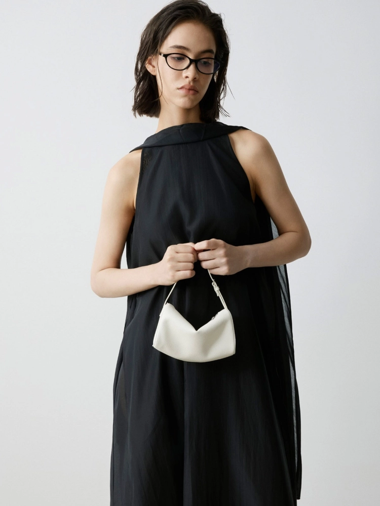 LIBLUB 90's Classic Top Handle Bag in Leather | Women's Small Bag White - LIB LUZ