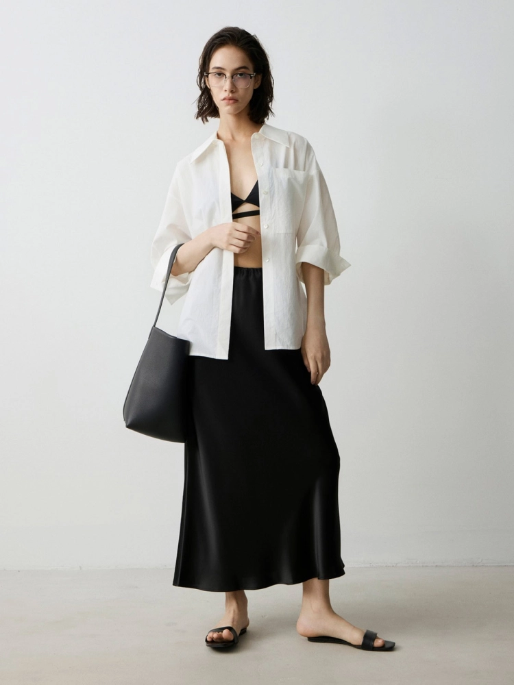 LIBLUZ Medium Classic Shoulder Bag in Leather Black - LIB LUZ