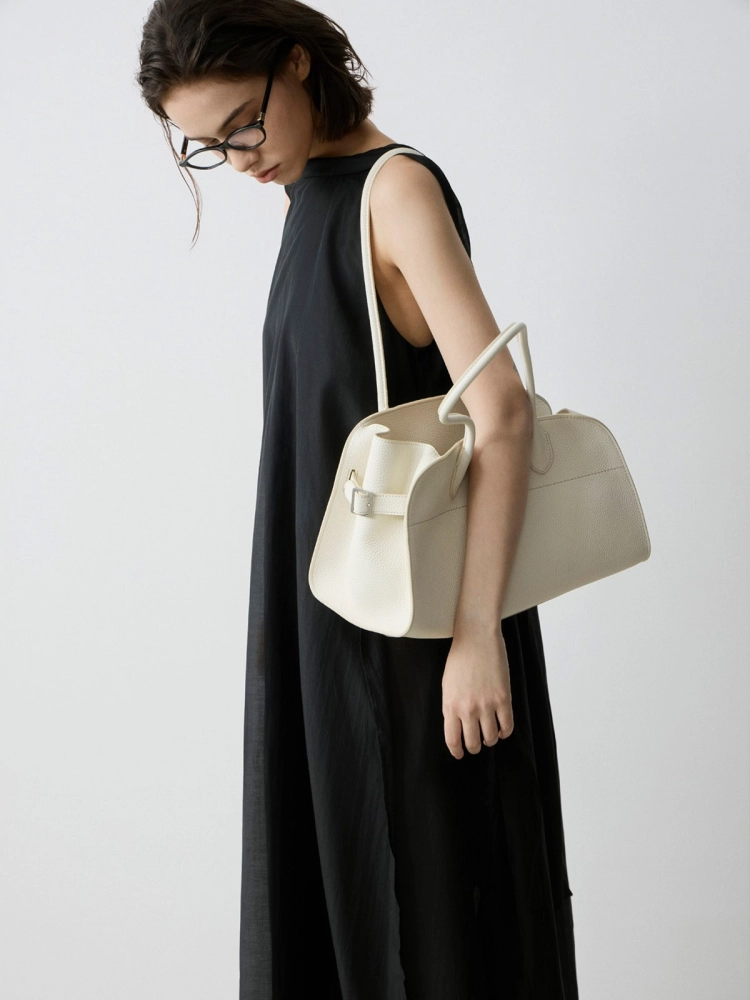 LIBLUZ Margaux Shoulder 12 Bag in Leather Ivory - LIB LUZ