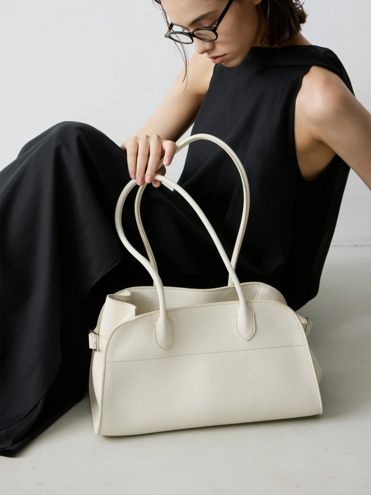 LIBLUZ Margaux Shoulder 12 Bag in Leather Ivory - LIB LUZ